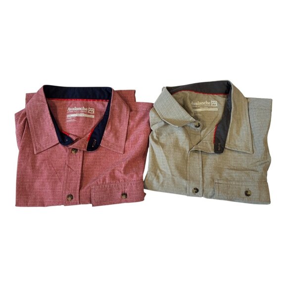 Avalanche Men’s Short Sleeve Button Down Shirt Lot 2 Medium Red Khaki Olive NWOT - Picture 1 of 5